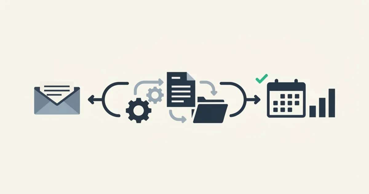 Invoice documents flowing through an automated pipeline from email ingestion to accounting system posting
