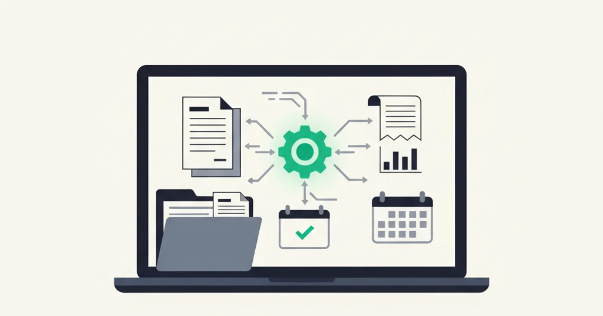 Invoice PDFs being processed by AI extraction software on a laptop screen