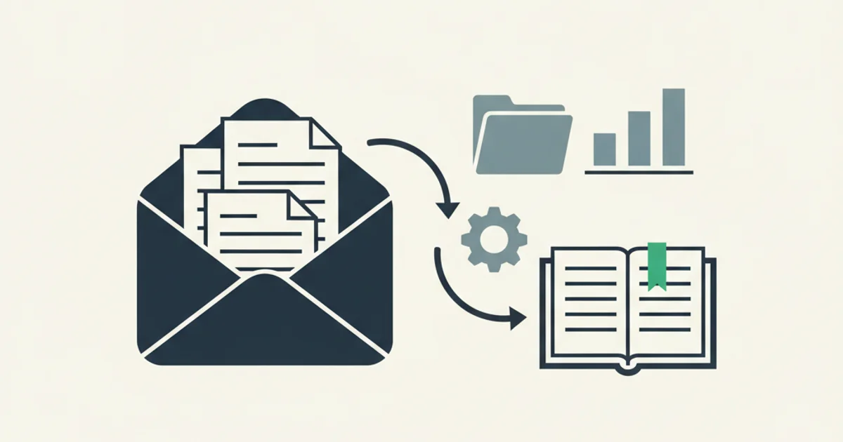 Gmail inbox showing automated invoice extraction pipeline routing PDF invoices into a structured accounting ledger