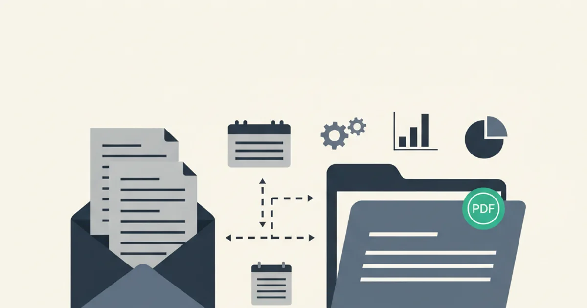 PDF invoice attachments being extracted from an email inbox into a structured archive