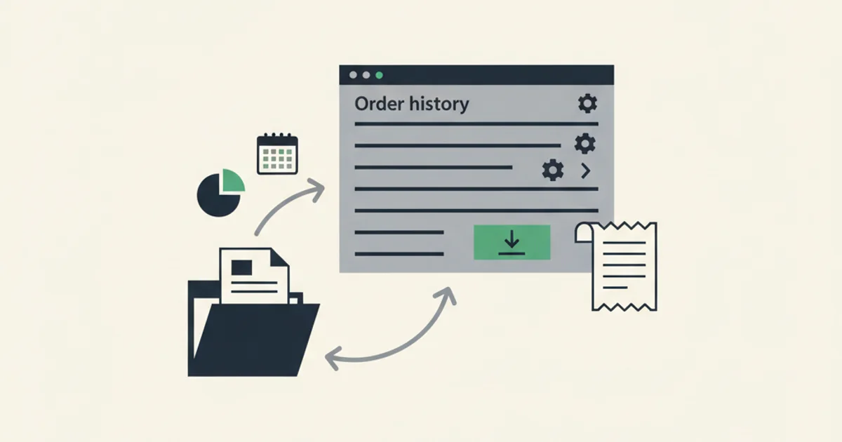 AliExpress order history page with an invoice being exported to an accounting folder